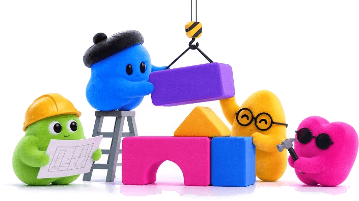 Four Dots building with blocks
